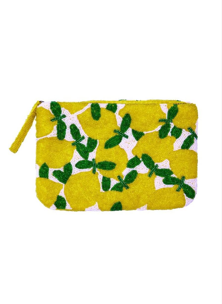 The Jacksons Lemon All Over Bead Clutch Hot