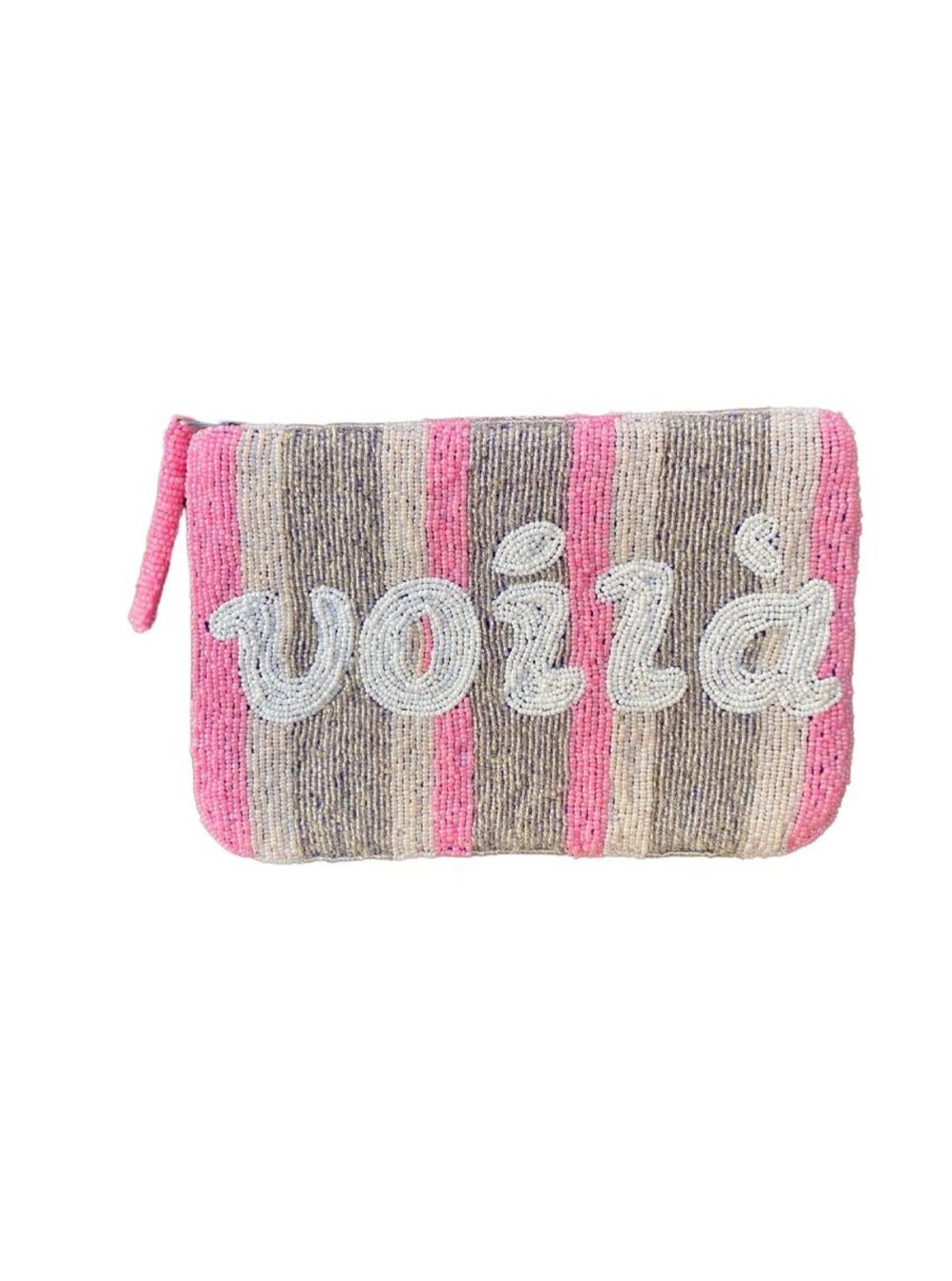 The Jacksons Voila Bead Clutch - White, Pink And Silver Online