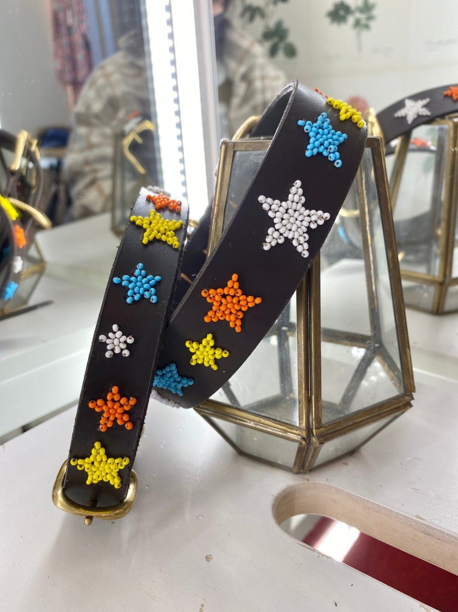 The Jacksons Dog Collar - Multi Colour Stars - Orange, Yellow, White, Blue Online