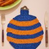 The Jacksons Stripe Bauble Christmas Placemat - Blue And Orange New