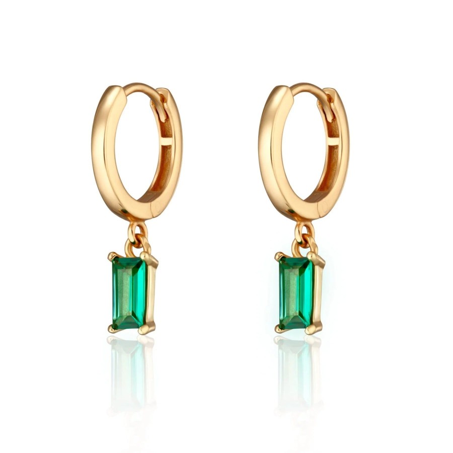 Scream Pretty Baguette Charm Hoop Earrings Green Best