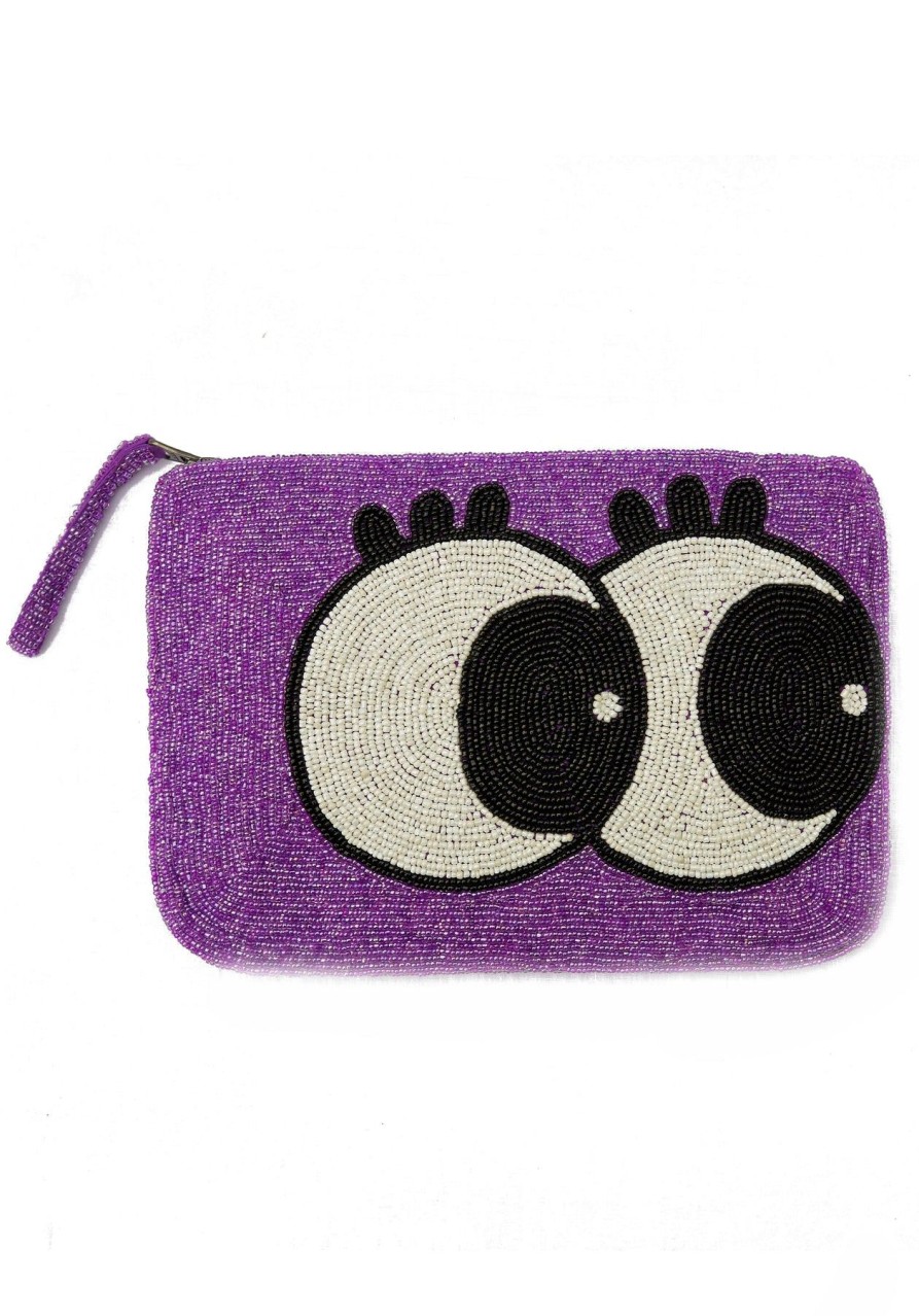 The Jacksons Big Eyes Bead Clutch - Purple Wholesale