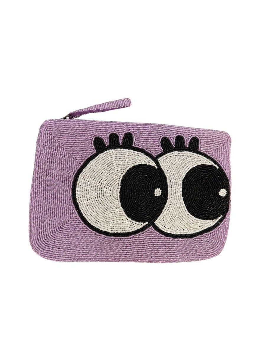 The Jacksons Big Eyes Bead Clutch - Purple Wholesale