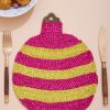 The Jacksons Stripe Bauble Christmas Placemat - Yellow And Pink Online