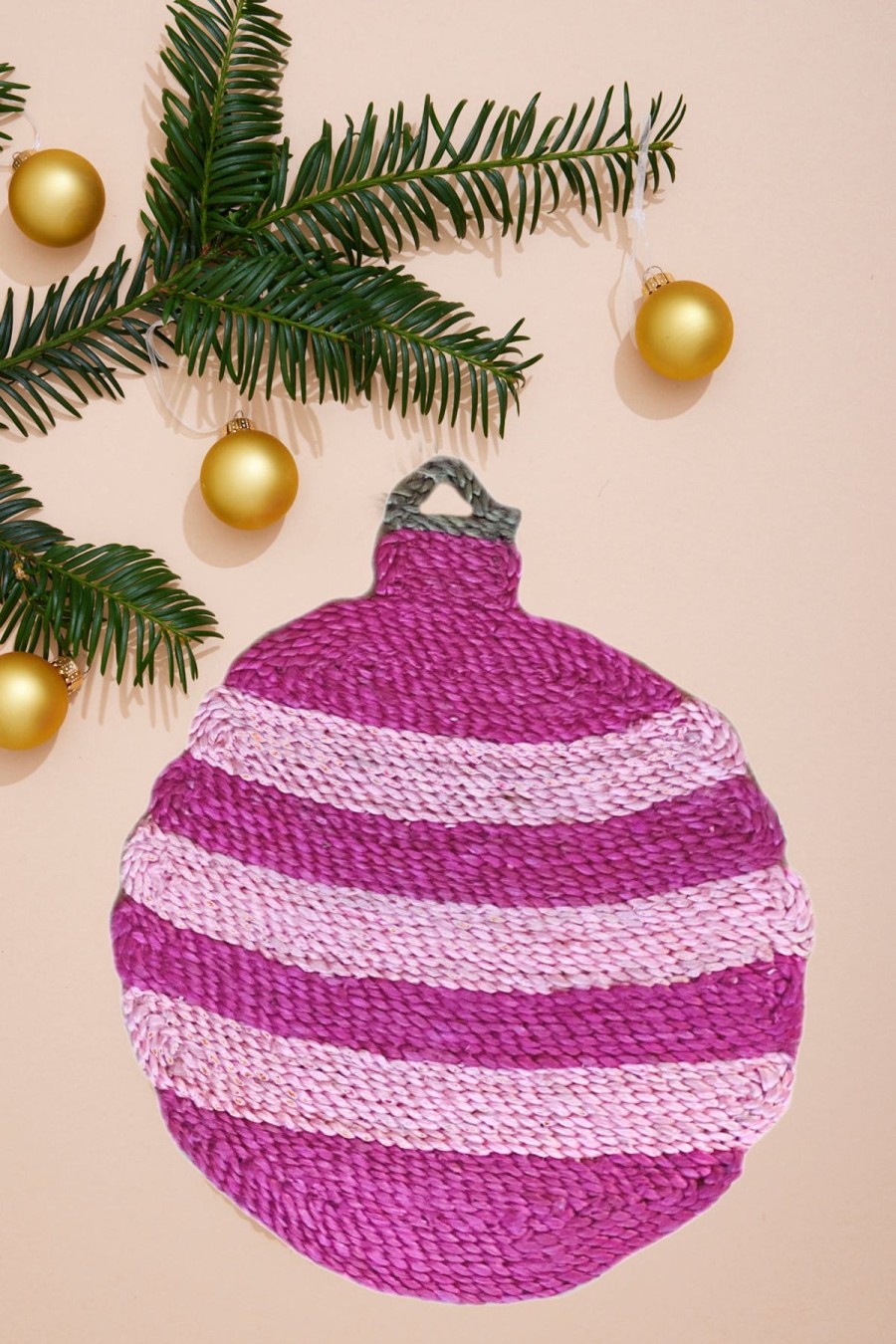 The Jacksons Stripe Bauble Christmas Placemat - Multi Pink Hot