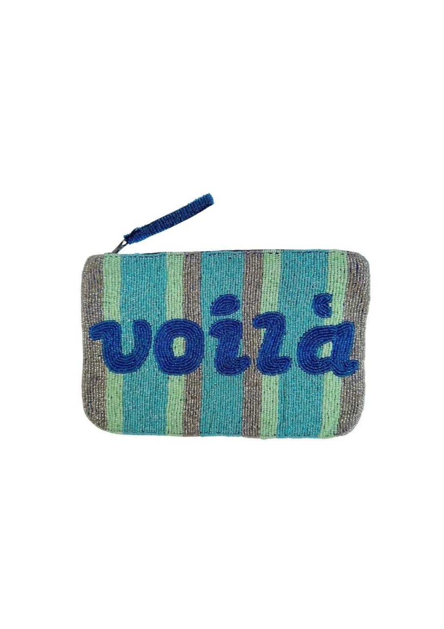 The Jacksons Voila Bead Clutch - Blue And Silver Clearance