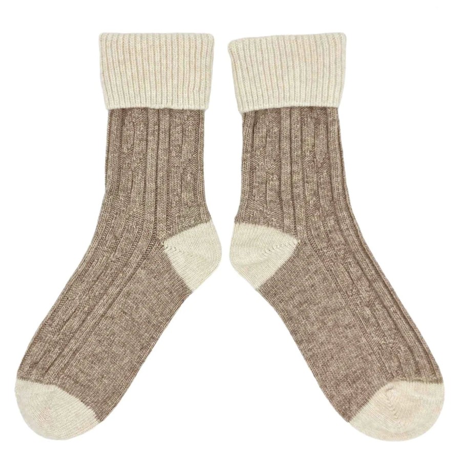 Catherine Tough Cashmere Socks - Mushroom Wholesale