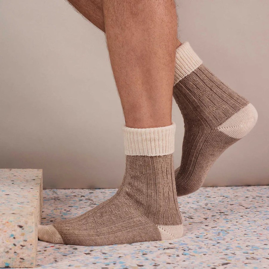 Catherine Tough Cashmere Socks - Mushroom Wholesale