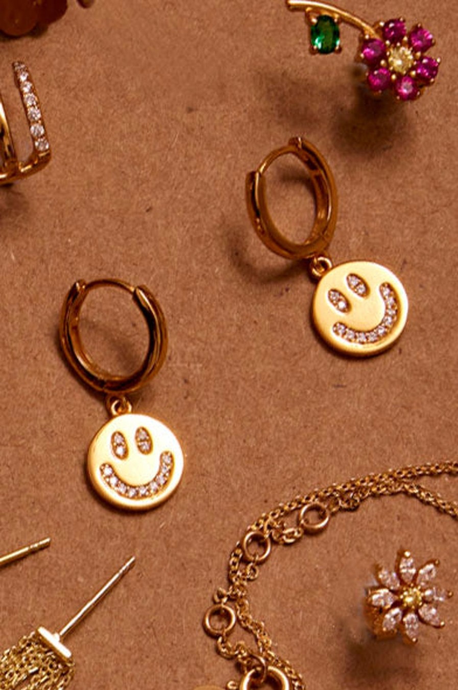 Scream Pretty Smiley Face Hoop Earrings Wholesale