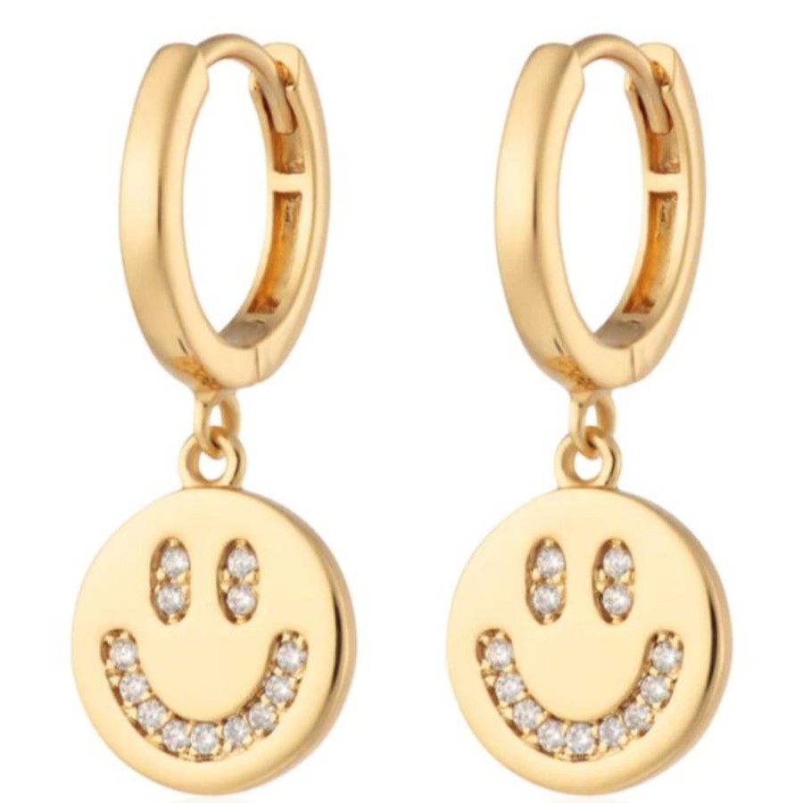 Scream Pretty Smiley Face Hoop Earrings Wholesale