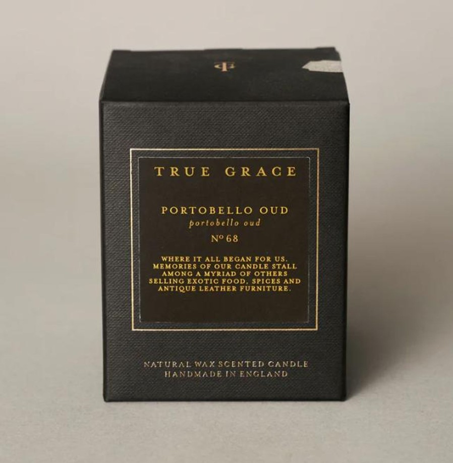 True Grace Portobello Oud Glass Candle Hot