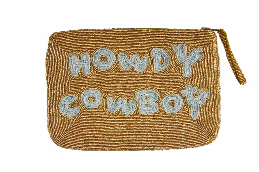 The Jacksons Howdy Cowboy Bead Clutch - Gold And Mint Hot