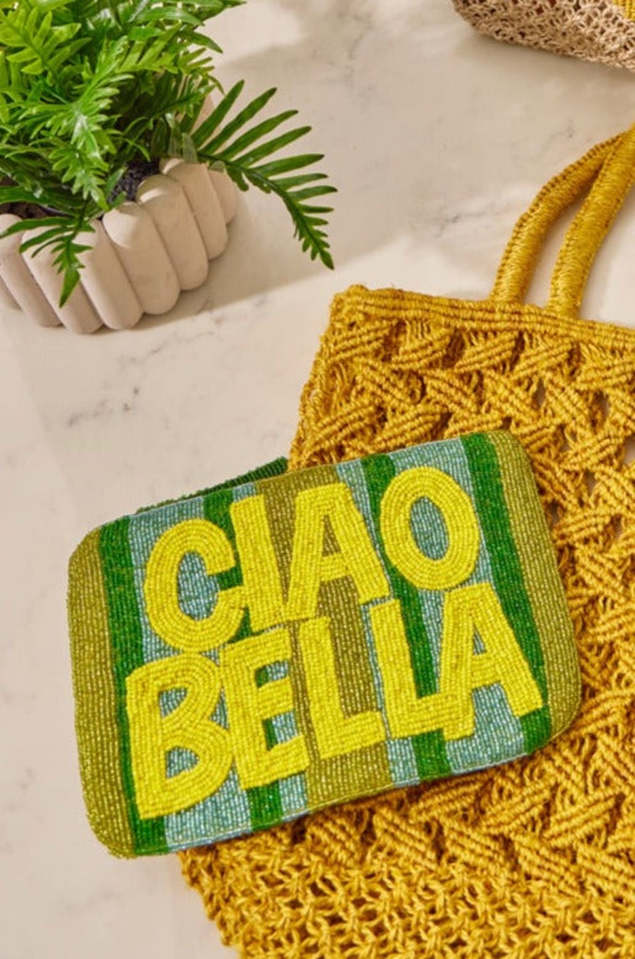 The Jacksons Ciao Bella Bead Clutch - Stripe Green And Yellow Online