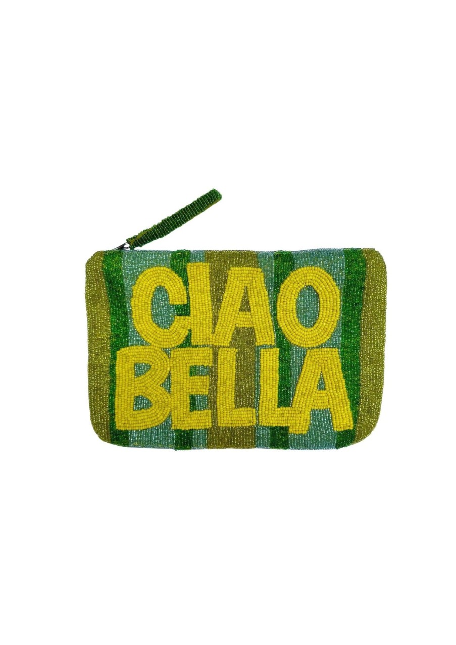 The Jacksons Ciao Bella Bead Clutch - Stripe Green And Yellow Online