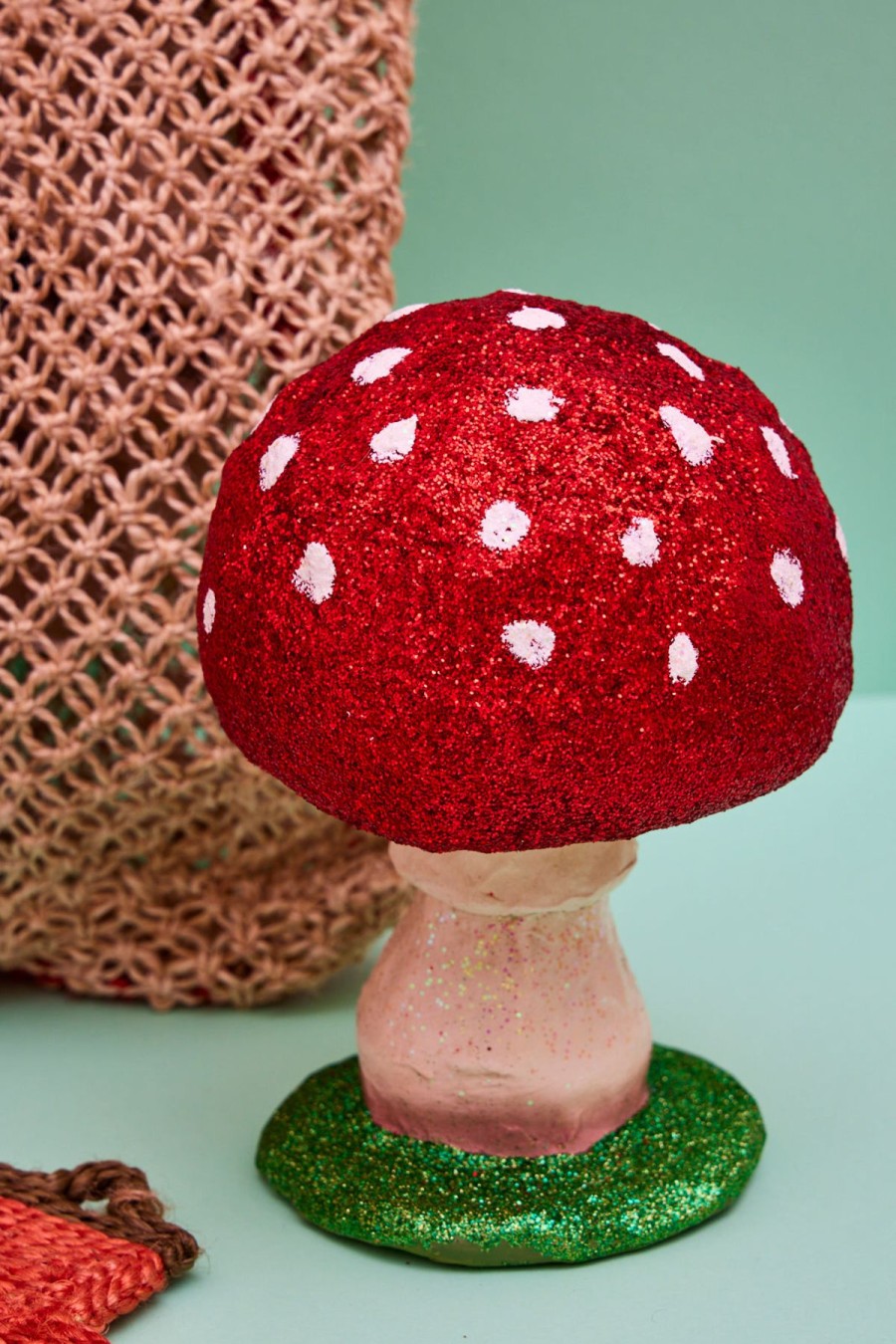 Cody Foster Glitter Mushroom Ornament- Small New