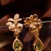 Alex Monroe Small Rosette Studs With Peridot Drop Hot