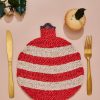 The Jacksons Stripe Bauble Christmas Placemat - Red Best