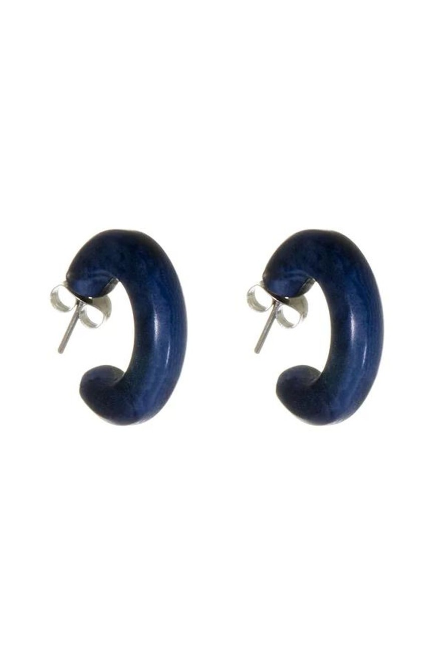 Just Trade Tagua Navy Small Hoops Hot