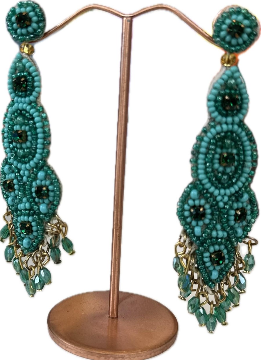 The Jacksons Turquoise Long Beaded Earrings New