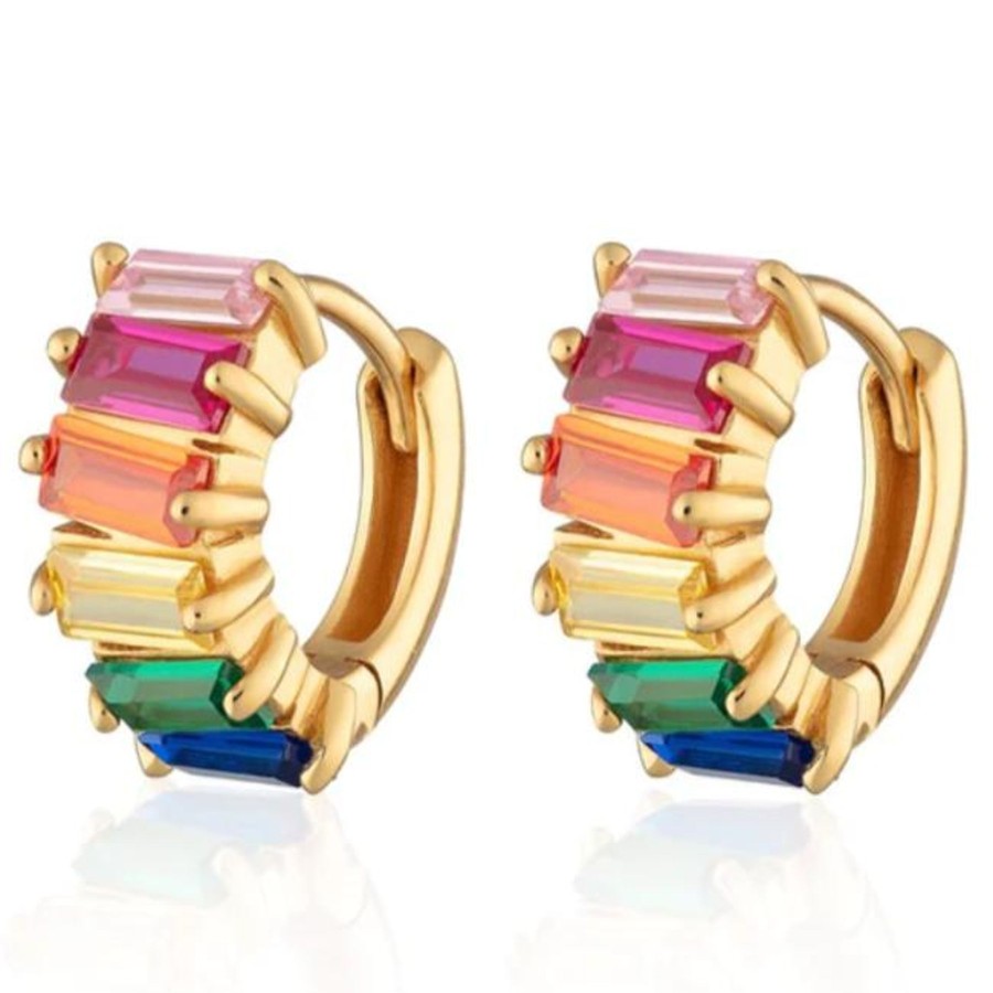 Scream Pretty Rainbow Baguette Huggie Earrings Online